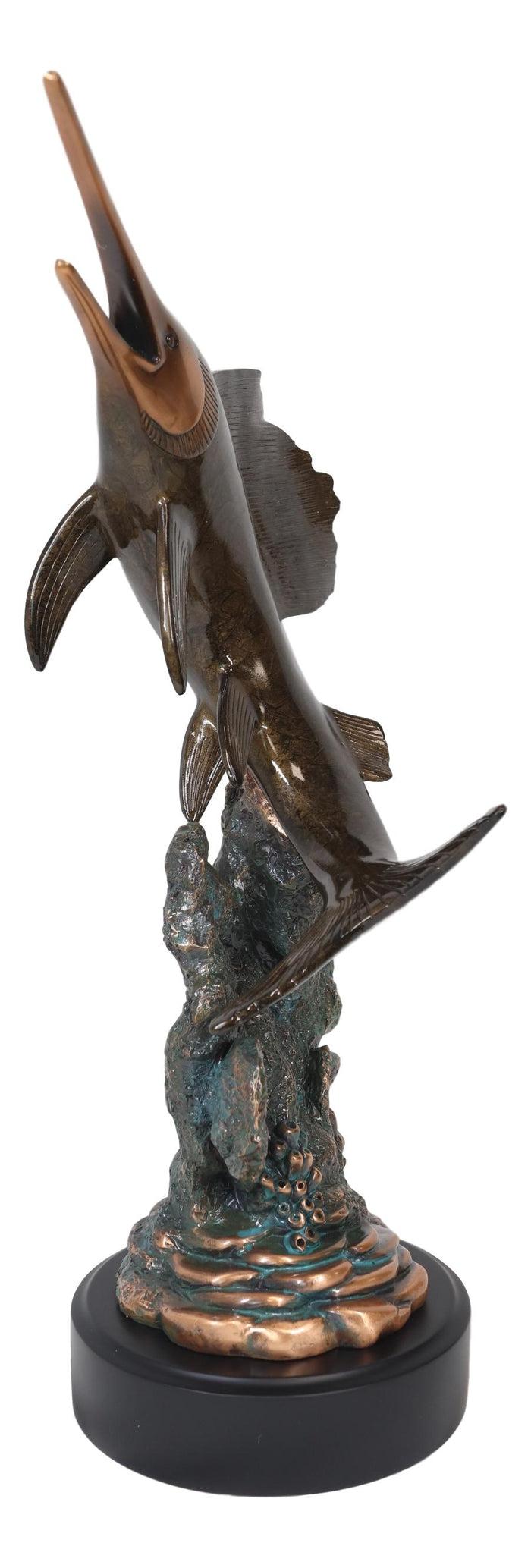 Ebros Gift Ebros Large Nautical Marine Sailfish By Coral Reef Electroplated Bronze Statue