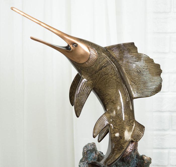 Ebros Gift Ebros Large Nautical Marine Sailfish By Coral Reef Electroplated Bronze Statue