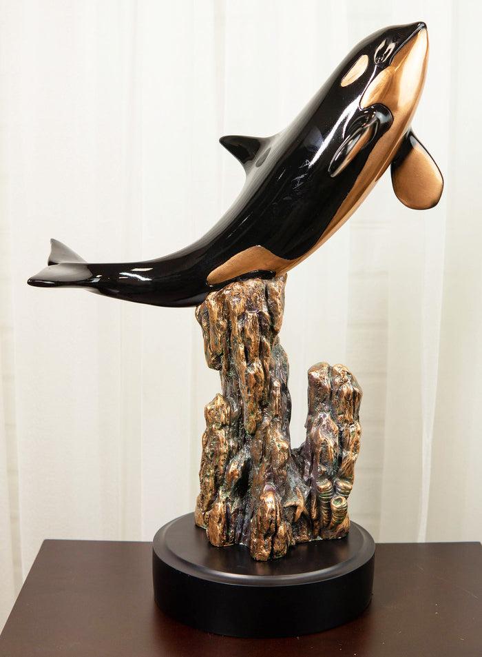 ebros gift Ebros Large Nautical Marine Sea Orca Killer Whale Swimming By Coral Reefs Statue