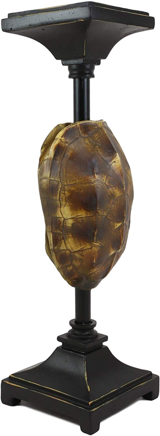 Ebros Gift Ebros Large Nautical Reptile Tortoise Turtle Shell Pillar Candle Holder Statue 15"H