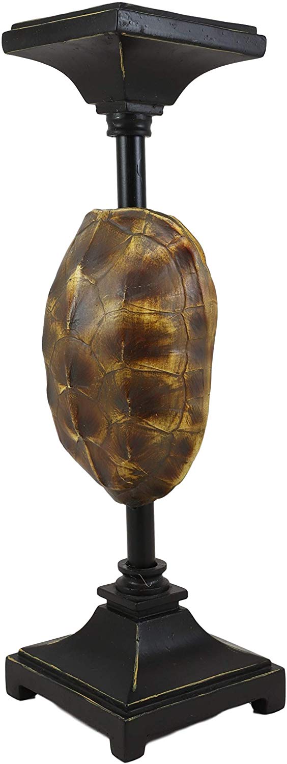 Ebros Gift Ebros Large Nautical Reptile Tortoise Turtle Shell Pillar Candle Holder Statue 15"H