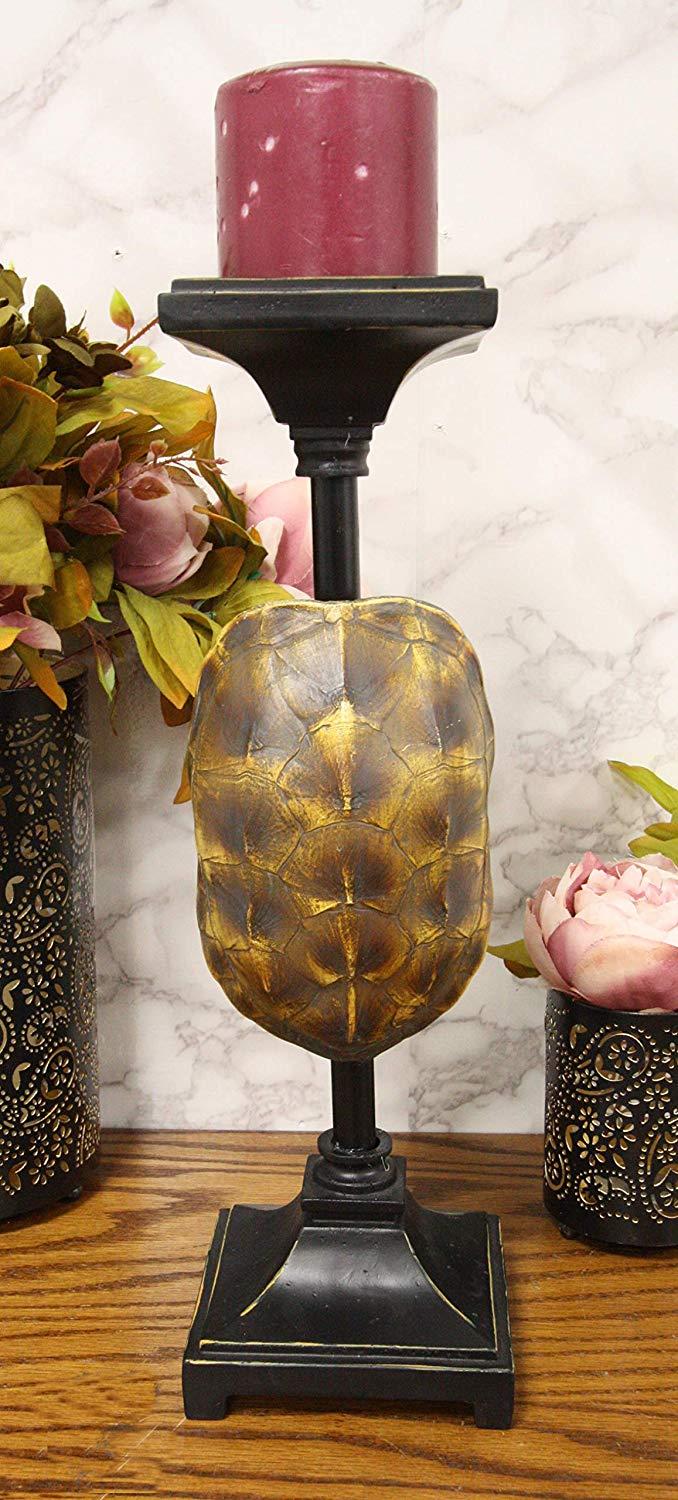 ebros gift Ebros Large Nautical Reptile Tortoise Turtle Shell Pillar Candle Holder Statue 15"H