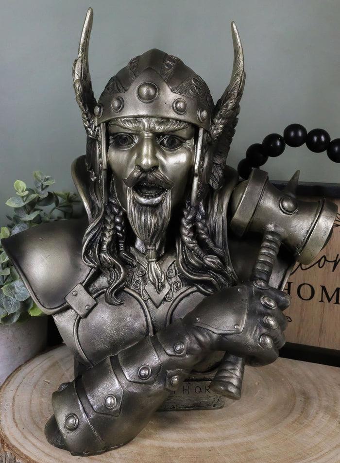 ebros gift Ebros Large Norse God Thor Steel Finish Bust Statue Thunder Hammer