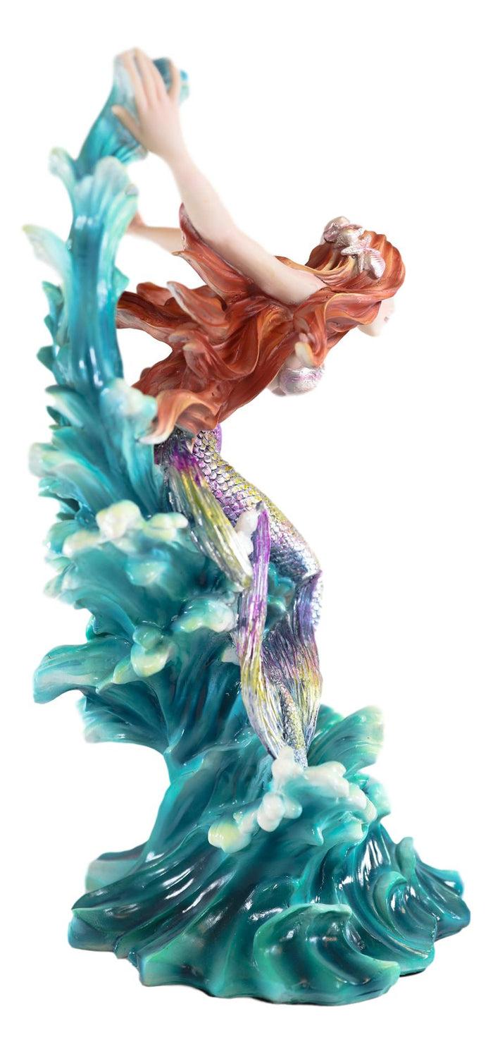 Ebros Gift Ebros Large Nouveau Nautical Iris Tail Mermaid Surfing Ocean Waves Statue 17"H