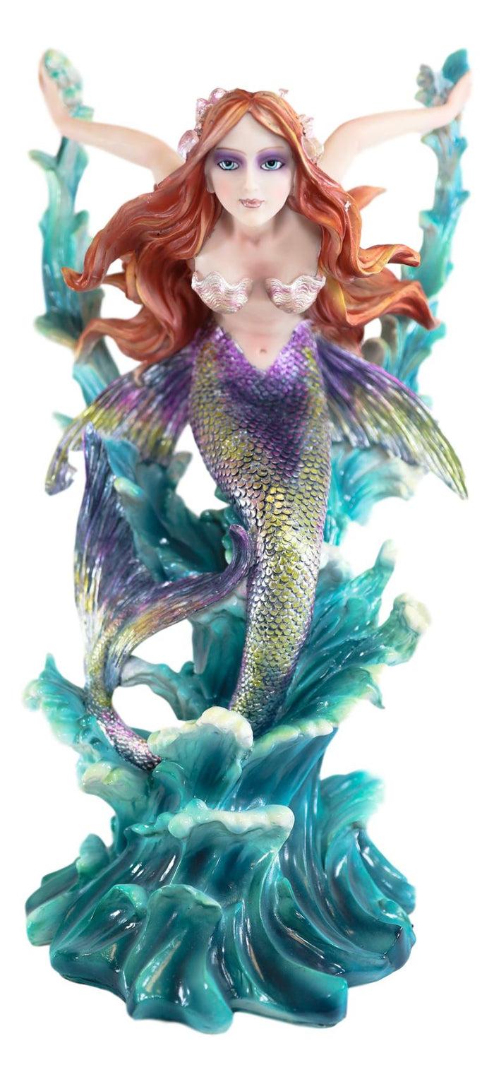Ebros Gift Ebros Large Nouveau Nautical Iris Tail Mermaid Surfing Ocean Waves Statue 17"H