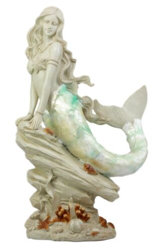 Ebros Gift Ebros Large Ocean Princess Ariel Mermaid Sitting On Sea Rock Figurine 16"H Decor