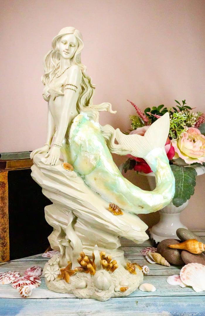 Ebros Gift Ebros Large Ocean Princess Ariel Mermaid Sitting On Sea Rock Figurine 16"H Decor