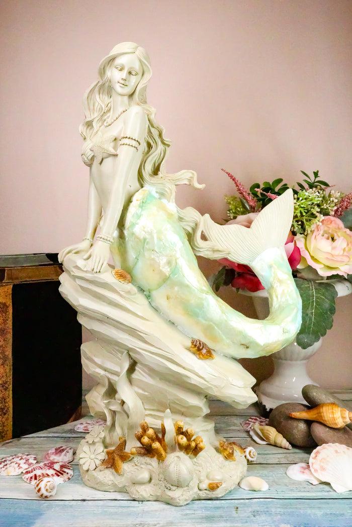 ebros gift Ebros Large Ocean Princess Ariel Mermaid Sitting On Sea Rock Figurine 16"H Decor