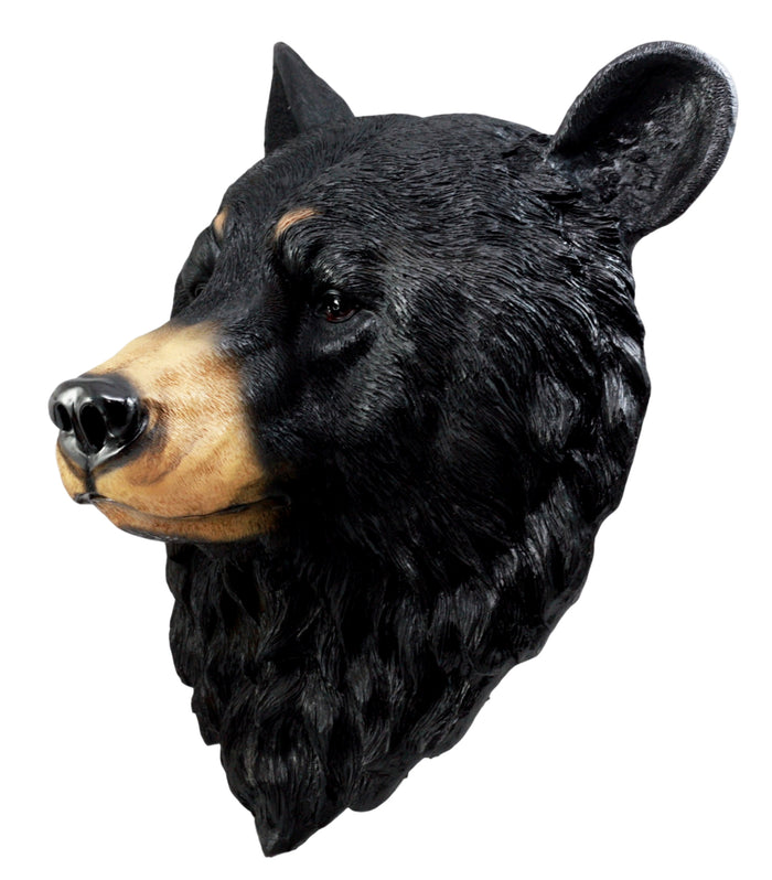 Ebros Gift Ebros Large Olympic Black Bear Head Wall Decor Plaque 16"Tall Taxidermy Bust