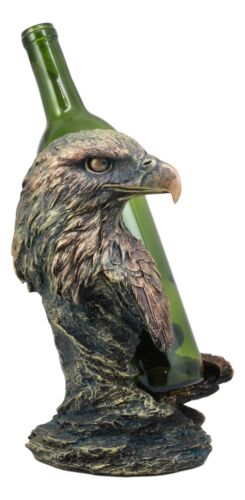 Ebros Gift Ebros Large Patriotic Bald Eagle Wine Bottle Holder Figurine In Faux Bronze Finish 10" High