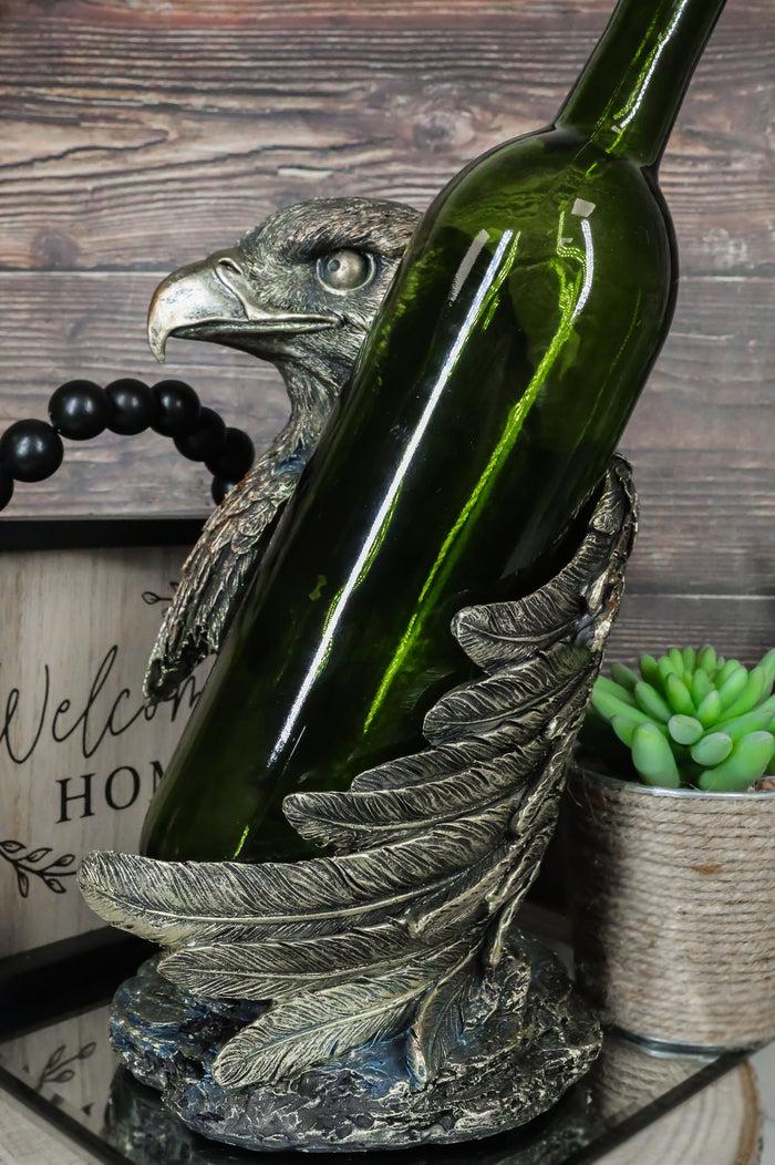 ebros gift Ebros Large Patriotic Bald Eagle Wine Bottle Holder Figurine in Faux Bronze Finish 10" High