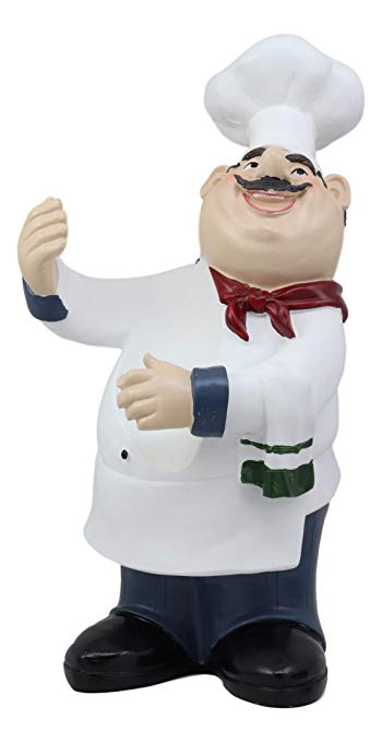 Ebros Gift Ebros Large Professional Chef Fabio Italian Bistro Cook Hugging Bottle Wine Holder Figurine Kitchen Tabletop Countertop Decor Rack Kitchen Cooks Statue Decorative Sculpture