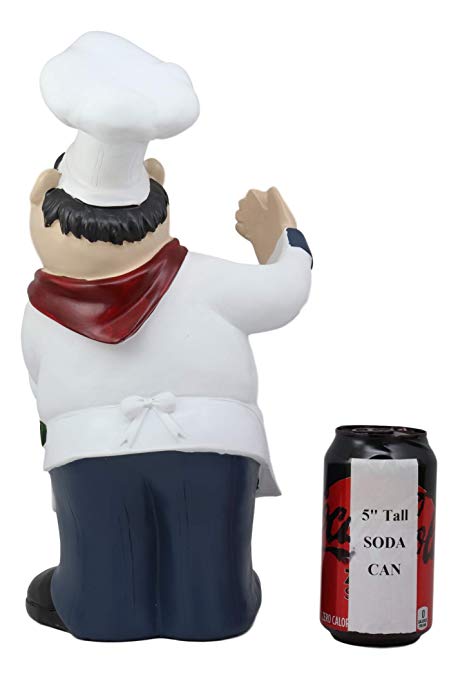 Ebros Gift Ebros Large Professional Chef Fabio Italian Bistro Cook Hugging Bottle Wine Holder Figurine Kitchen Tabletop Countertop Decor Rack Kitchen Cooks Statue Decorative Sculpture