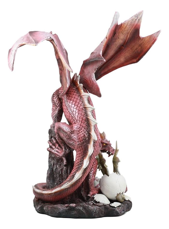 Ebros Gift Ebros Large Red Smaug Dragon Mother Protecting Baby Dragonlings Statue Home Decor Resin Fantasy Dragon Family Sculptural 17.25"H