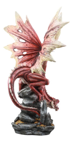 Ebros Gift Ebros Large Red Volcano Dragon Crouching On Crystal Cavern Ruins With LED Light