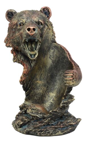 Ebros Gift Ebros Large Roaring Black Bear Wine Holder Figurine In Faux Bronze Finish 10"H