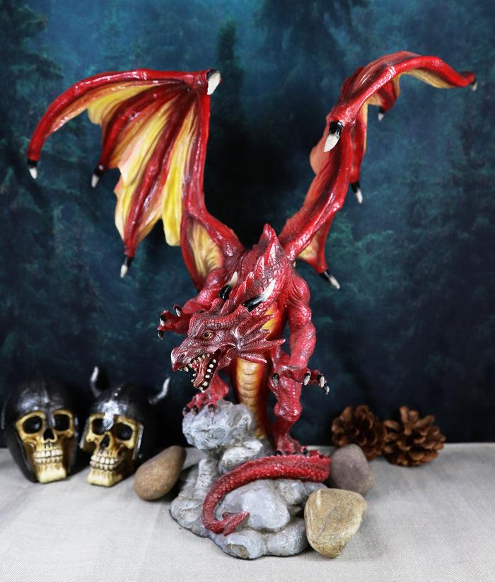 ebros gift Ebros Large Roaring Volcano Dragon On Rock Statue 14" Tall Red Fire Dragon Sculpture