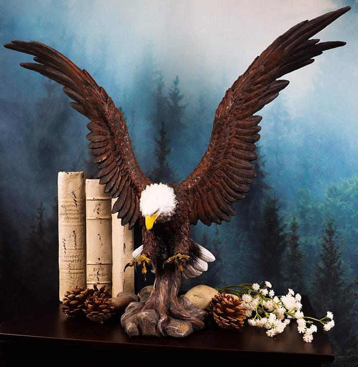 ebros gift Ebros Large Rocky Mountain Bald Eagle Descending on Prey Statue Decor Figurine