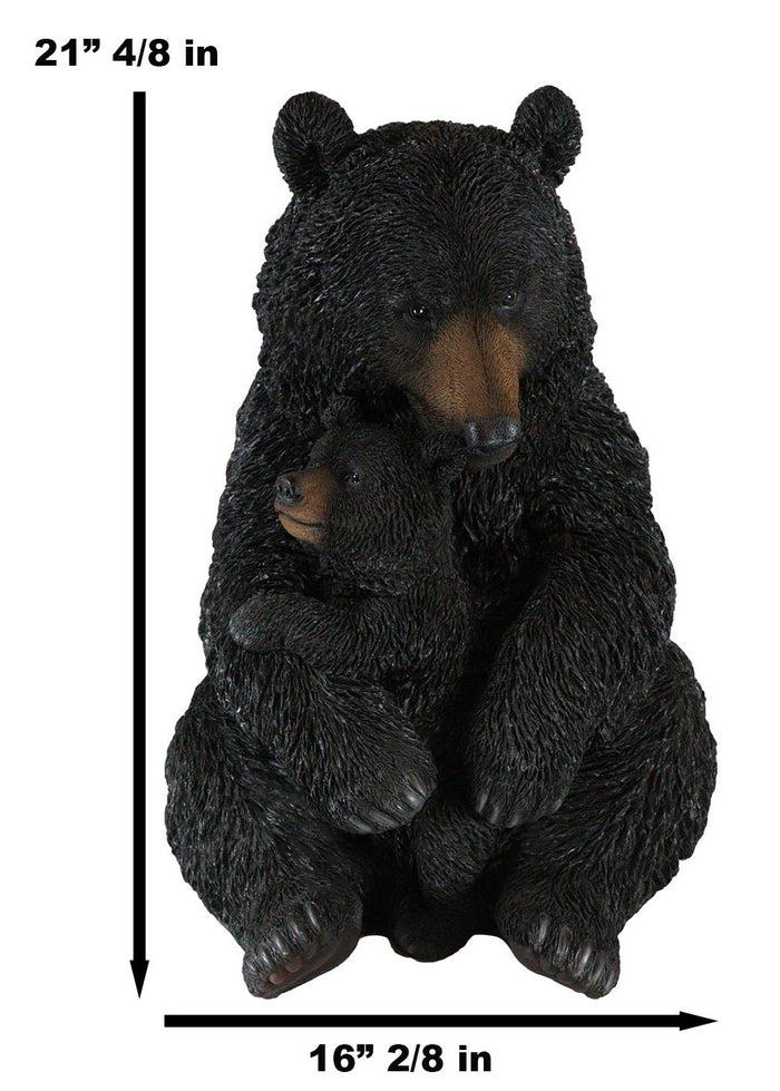 Ebros Gift Ebros Large Rustic Forest Black Mother Bear Cuddling Baby Cub Statue 21.5" Tall
