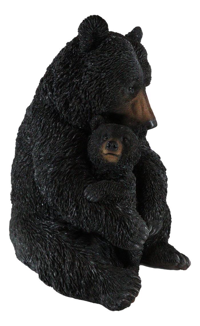 Ebros Gift Ebros Large Rustic Forest Black Mother Bear Cuddling Baby Cub Statue 21.5" Tall