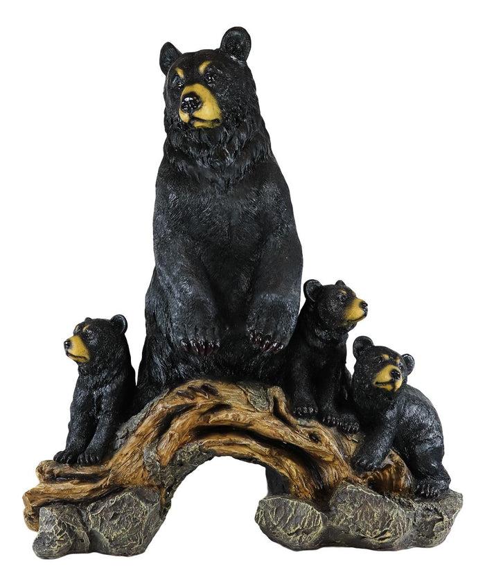 Ebros Gift Ebros Large Rustic Forest Protective Mother Black Bear With 3 Bear Cubs Statue