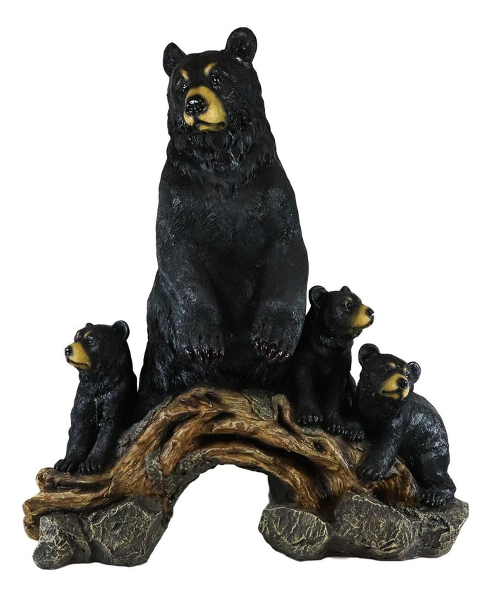 Ebros Gift Ebros Large Rustic Forest Protective Mother Black Bear With 3 Bear Cubs Statue