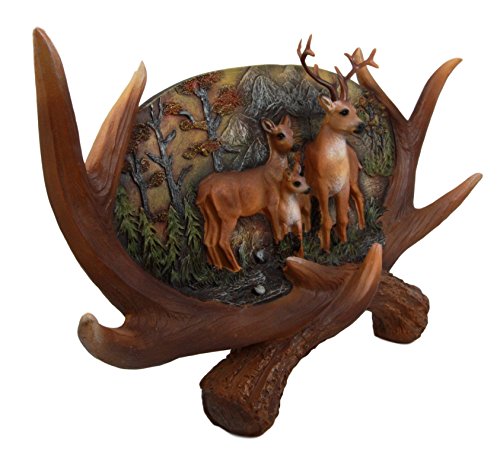 Ebros Gift Ebros Large Rustic Woodlands Antlers Scene Deer Buck Doe And Fawn Family Wall Plaque 14"L