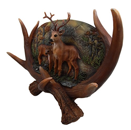 Ebros Gift Ebros Large Rustic Woodlands Antlers Scene Deer Buck Doe And Fawn Family Wall Plaque 14"L