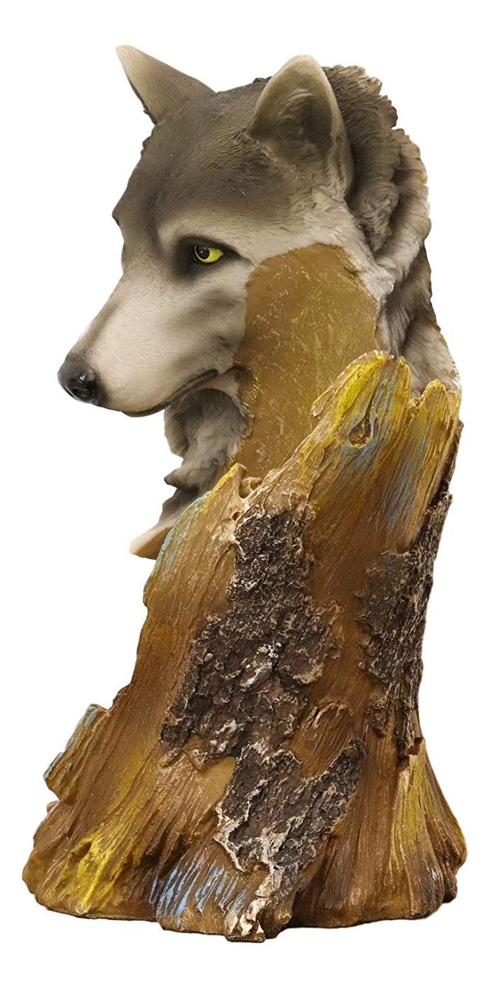 Ebros Gift Ebros Large Rustic Woodlands Gray Wolf Wine Holder Figurine 10"H Animal Spirit Statue