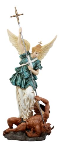 ebros gift Ebros Large Saint Michaelskirche Archangel Michael Slaying Lucifer Statue 21" Tall Church of Saint Michael Germany Panoramio Landmark