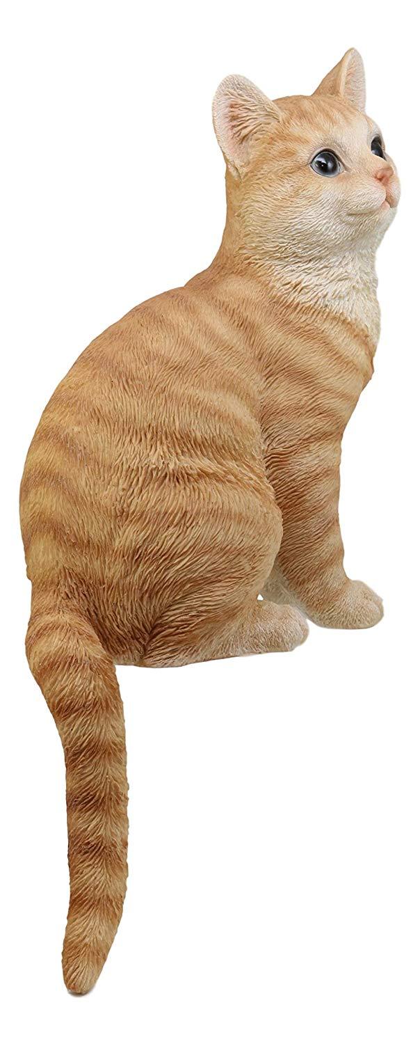 Ebros Gift Ebros Large Sitting Lifelike Curious Orange Tabby Cat Shelf Sitter Statue 13.75" Tall
