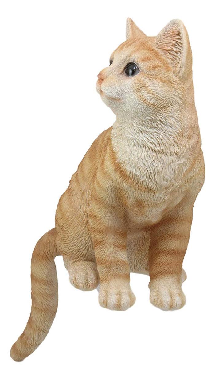 Ebros Gift Ebros Large Sitting Lifelike Curious Orange Tabby Cat Shelf Sitter Statue 13.75" Tall