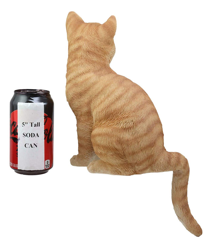 Ebros Gift Ebros Large Sitting Lifelike Curious Orange Tabby Cat Shelf Sitter Statue 13.75" Tall