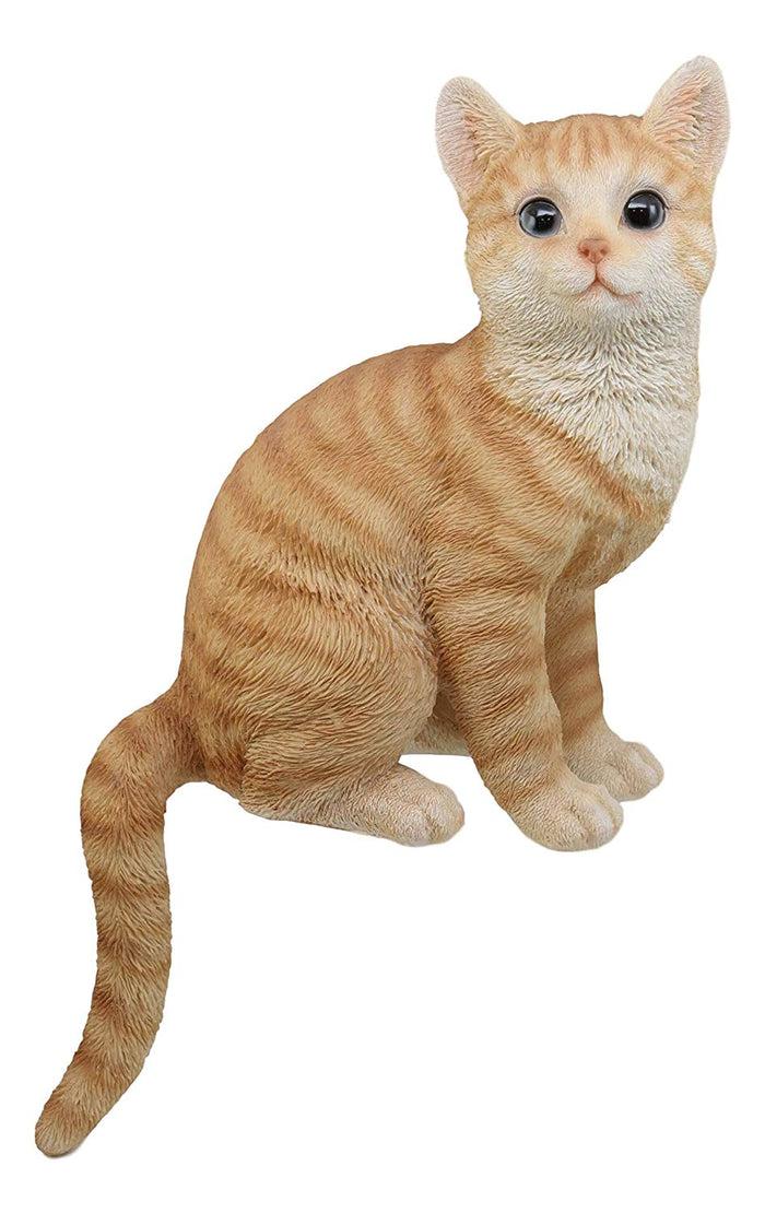 ebros gift Ebros Large Sitting Lifelike Curious Orange Tabby Cat Shelf Sitter Statue 13.75" Tall