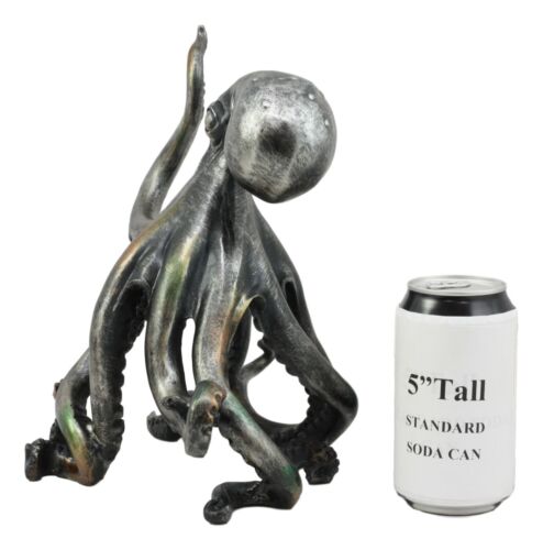 Ebros Gift Ebros Large Standing Octopus Statue In Silver Finish Resin Marine Decor 11.5" W