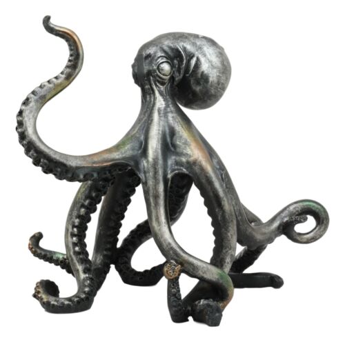 Ebros Gift Ebros Large Standing Octopus Statue In Silver Finish Resin Marine Decor 11.5" W