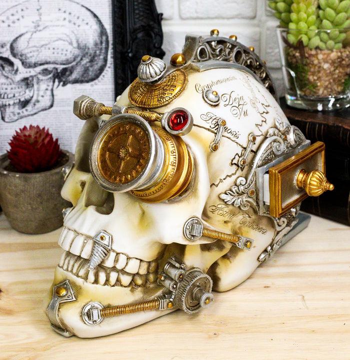 ebros gift Ebros Large Steampunk Cyborg Cerebrum Skull Figurine W/ Secret Side Drawer Stash Box