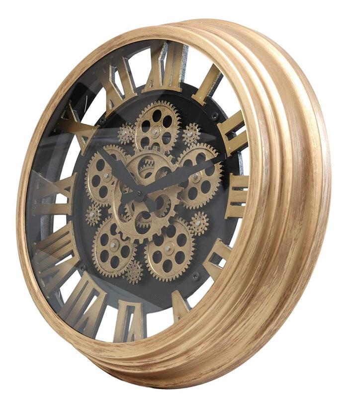 Ebros Gift Ebros Large Steampunk Mechanical Moving Gears European Classic Round Style Gold And Black Wall Clock 18"D Victorian Industrial Accent Fantasy Metal Clockwork Gearwork Clocks (Standard Roman Numerals)