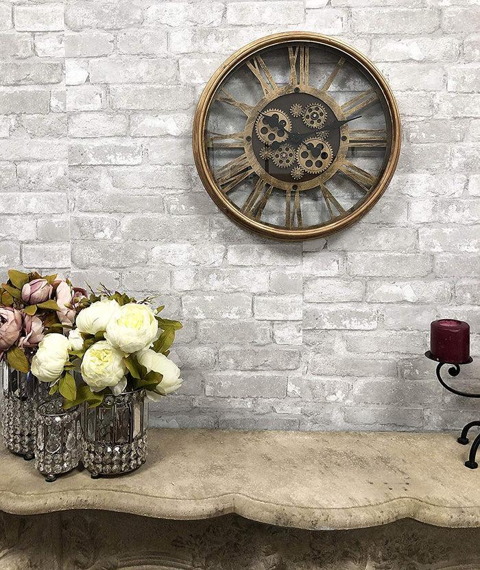 ebros gift Ebros Large Steampunk Mechanical Moving Gears Wall Clock Oversized Roman Numeral