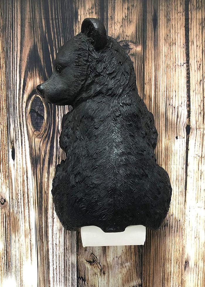 ebros gift Ebros Large Stinky Stool Pooping Black Bear Toilet Paper Holder Figurine 13.5"Tall Powder Room Bathroom Wall Decor Plaque For Rustic Cabin Hunting Lodge Animal Bears Sculpture