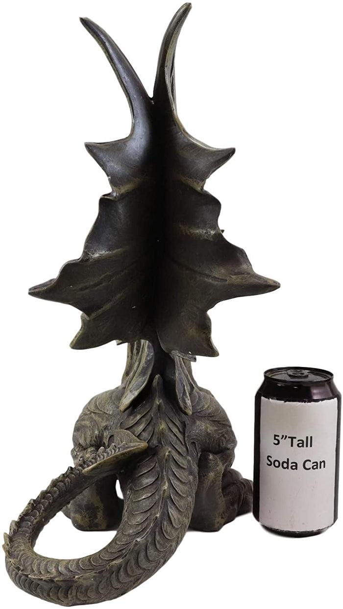 Ebros Gift Ebros Large Stone Finish Crouching Skinny Winged Dragon Gargoyle Sentry Statue Decor