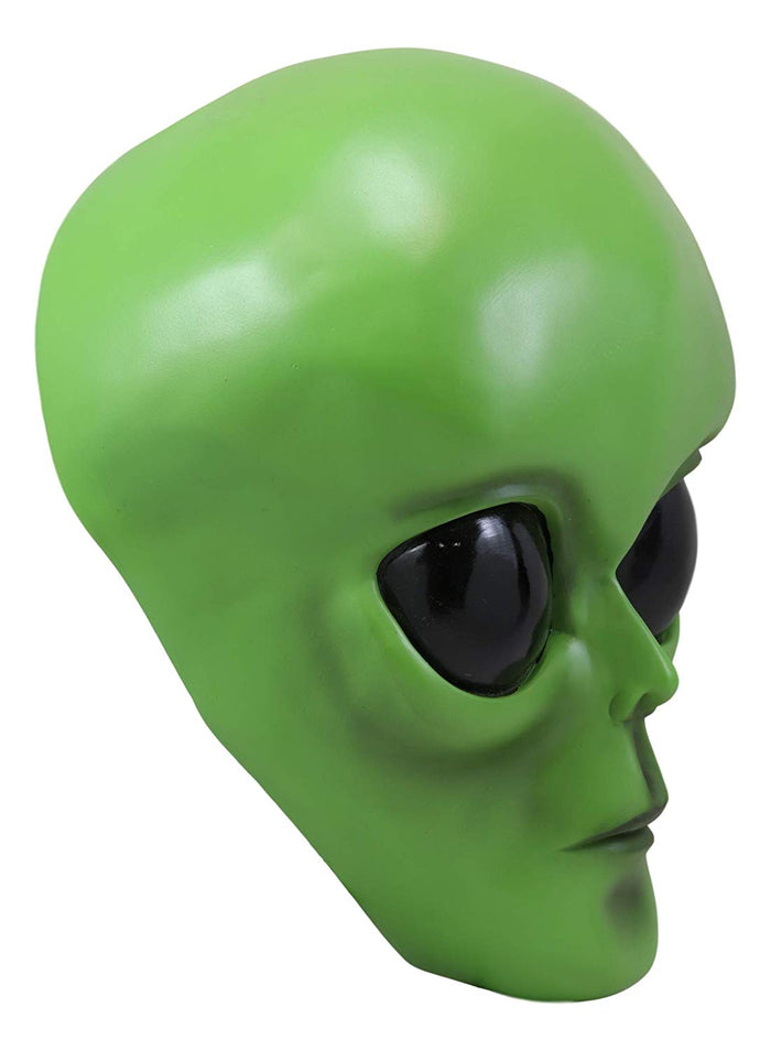 Ebros Gift Ebros Large UFO Space Galaxy ET Roswell Green Alien Skull Head Wall Decor 13" Tall Hanging Sculpture Plaque Saucer Spaceship Aliens Area 54 Halloween Decor