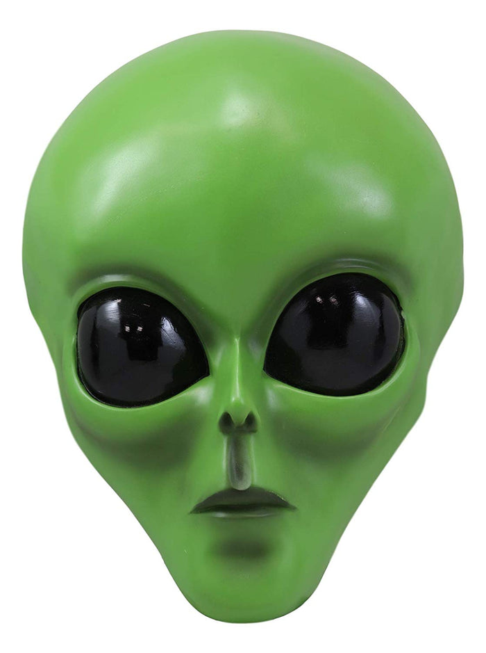 Ebros Gift Ebros Large UFO Space Galaxy ET Roswell Green Alien Skull Head Wall Decor 13" Tall Hanging Sculpture Plaque Saucer Spaceship Aliens Area 54 Halloween Decor