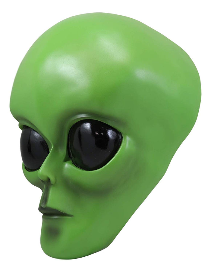 Ebros Gift Ebros Large UFO Space Galaxy ET Roswell Green Alien Skull Head Wall Decor 13" Tall Hanging Sculpture Plaque Saucer Spaceship Aliens Area 54 Halloween Decor