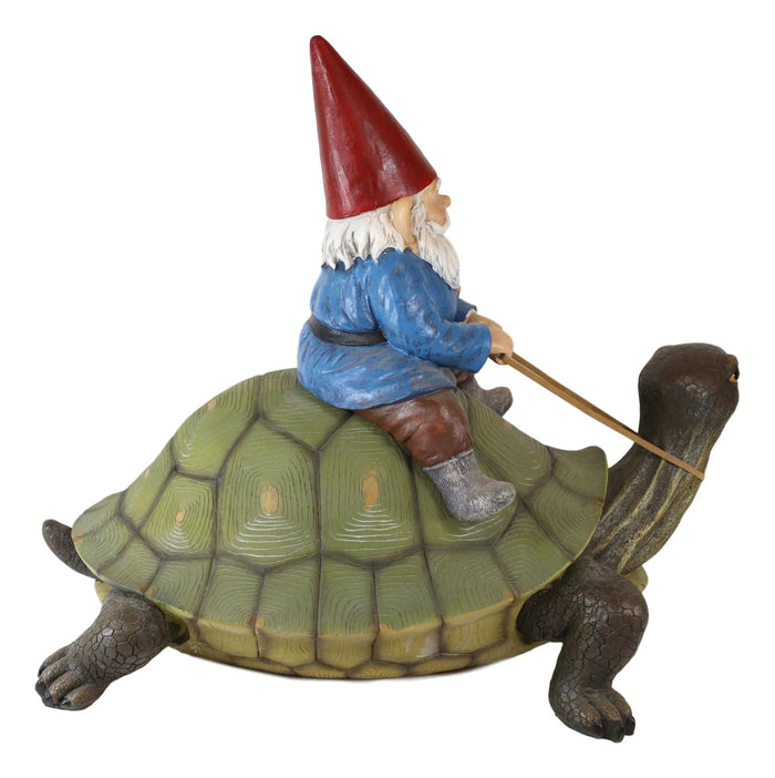 Ebros Gift Ebros Large Whimsical Mr. Gnome Riding Faithful Giant Turtle Garden Statue 17.25" Long