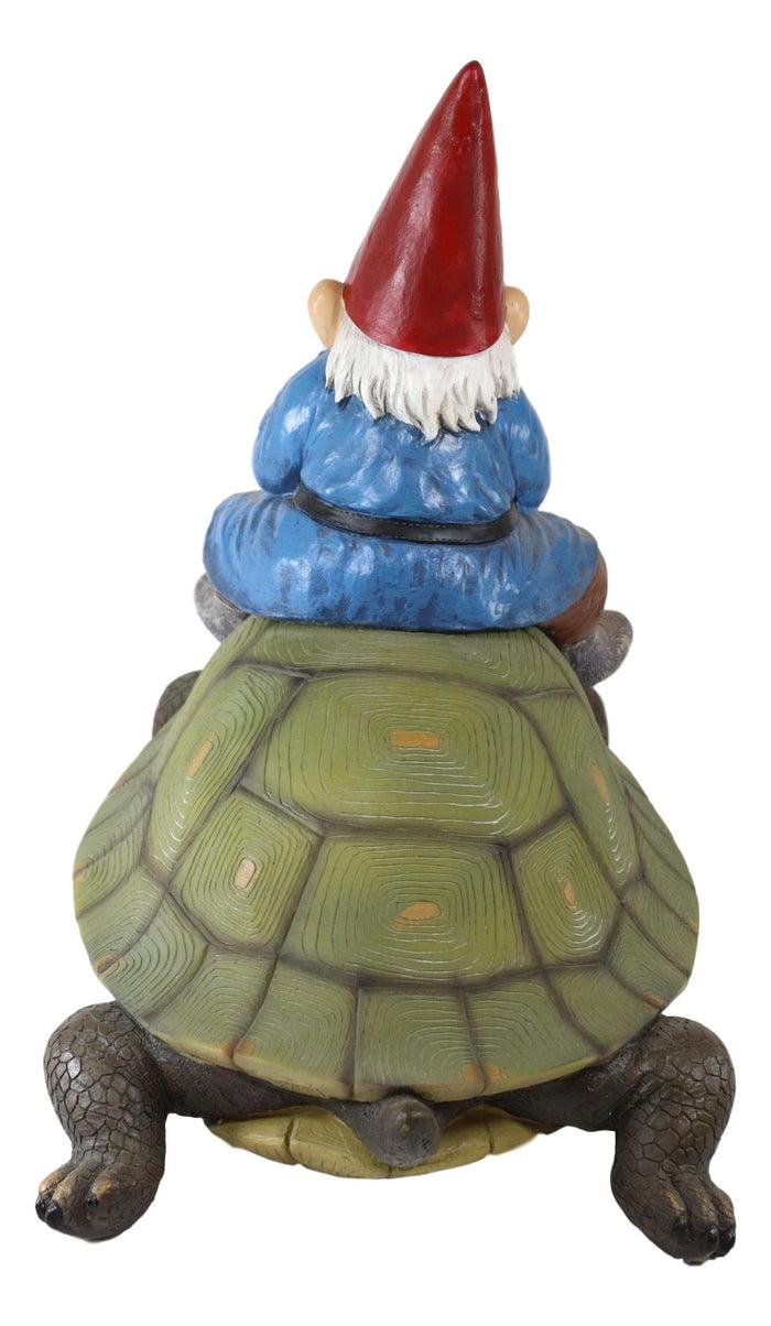 Ebros Gift Ebros Large Whimsical Mr. Gnome Riding Faithful Giant Turtle Garden Statue 17.25" Long