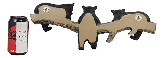 Ebros Gift Ebros Large Whimsical Rustic Black Bear Family Hanging On Tree Log Branch 3 Foot Pegs Wall Hooks 17.75" Long Hanger Forest Jungle Bears Wall Mount Coat Hat Keys Hook Decor Hanging Sculpture Plaque