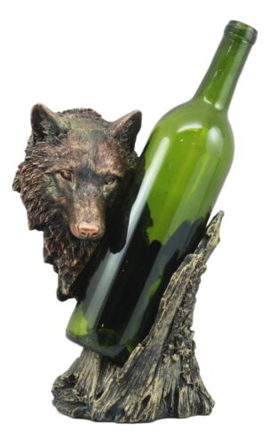 Ebros Gift Ebros Large Woodlands Gray Wolf Wine Holder Figurine 10"T Animal Spirit