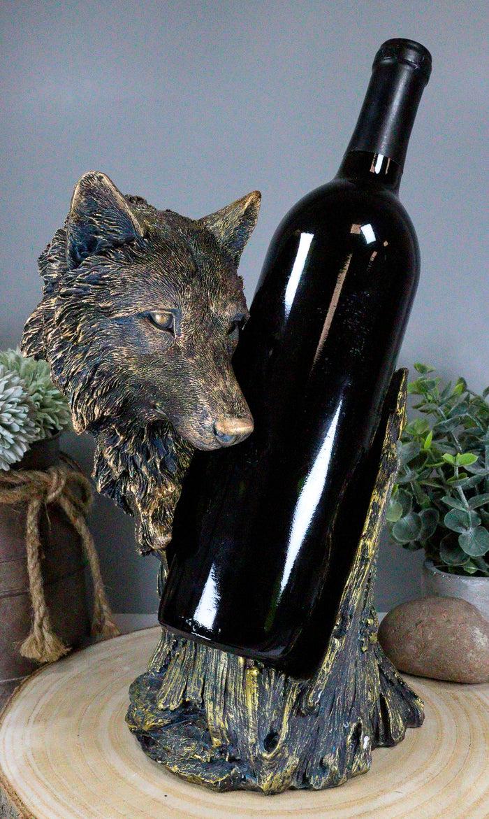 Ebros Gift Ebros Large Woodlands Gray Wolf Wine Holder Figurine 10"T Animal Spirit
