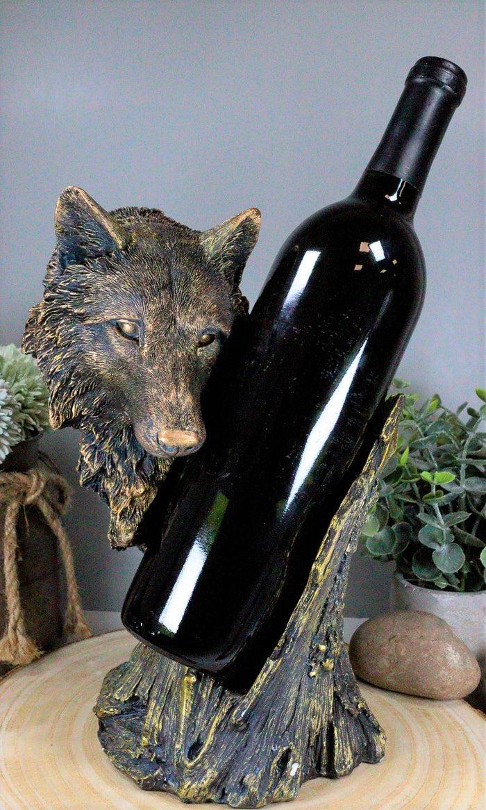 ebros gift Ebros Large Woodlands Gray Wolf Wine Holder Figurine 10"T Animal Spirit